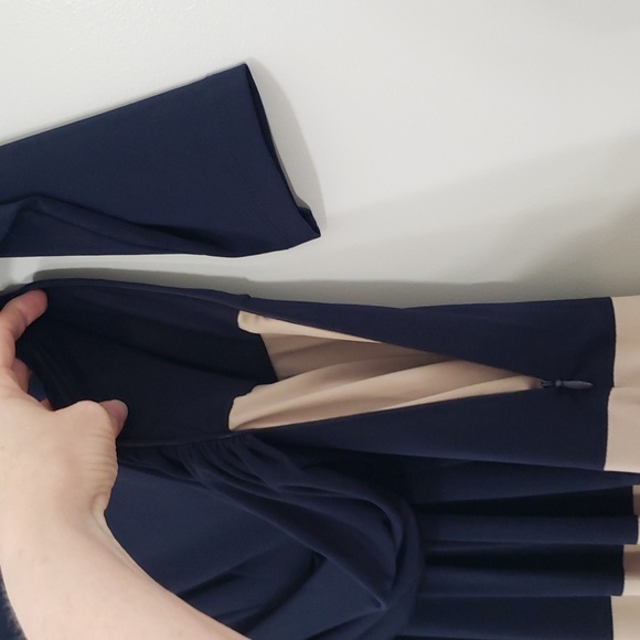 Jessica Howard Fit and Flare Dress 6P Petite Navy Blue Multicolor Colorblock - Picture 13 of 16